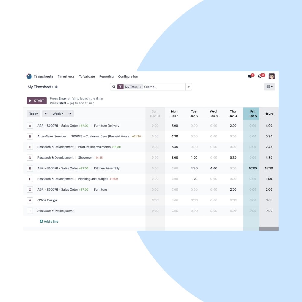 Odoo Timesheets Customization